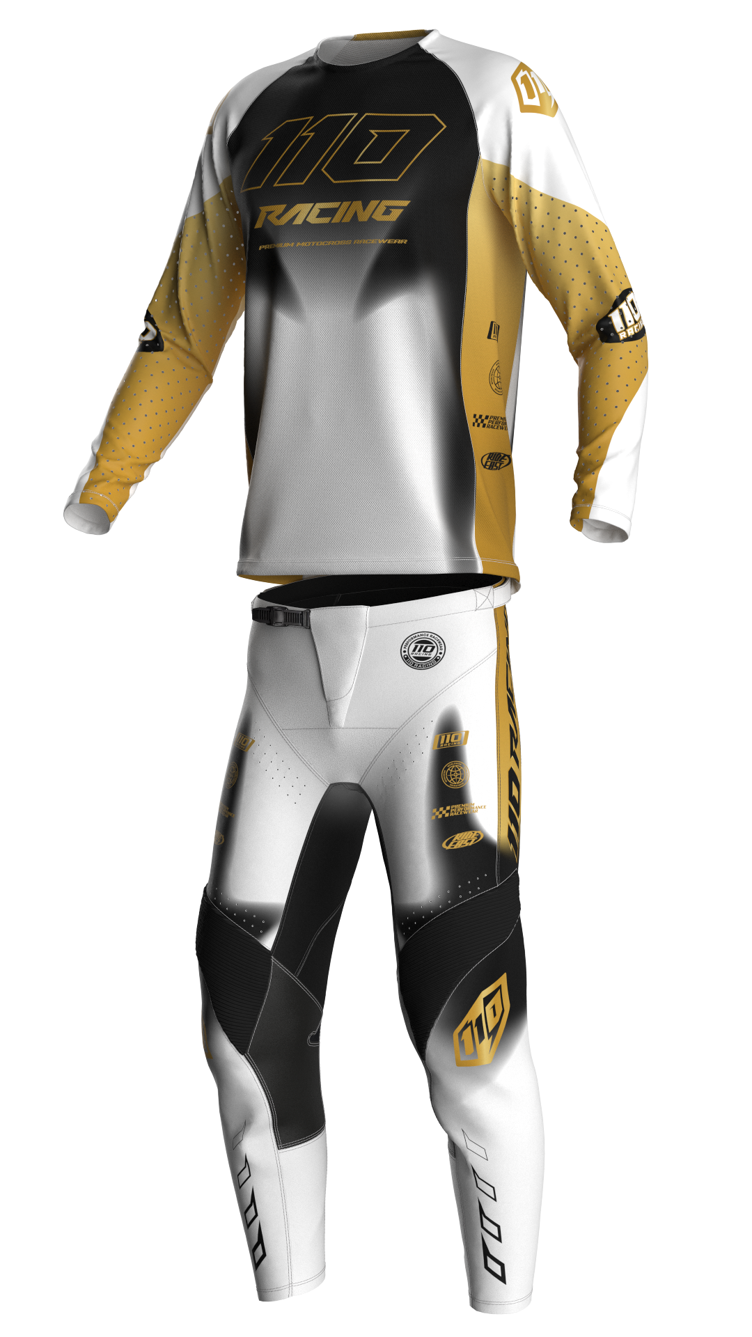 110 RACING // RS24.1 TECHART YOUTH PANT - WHITE/GOLD