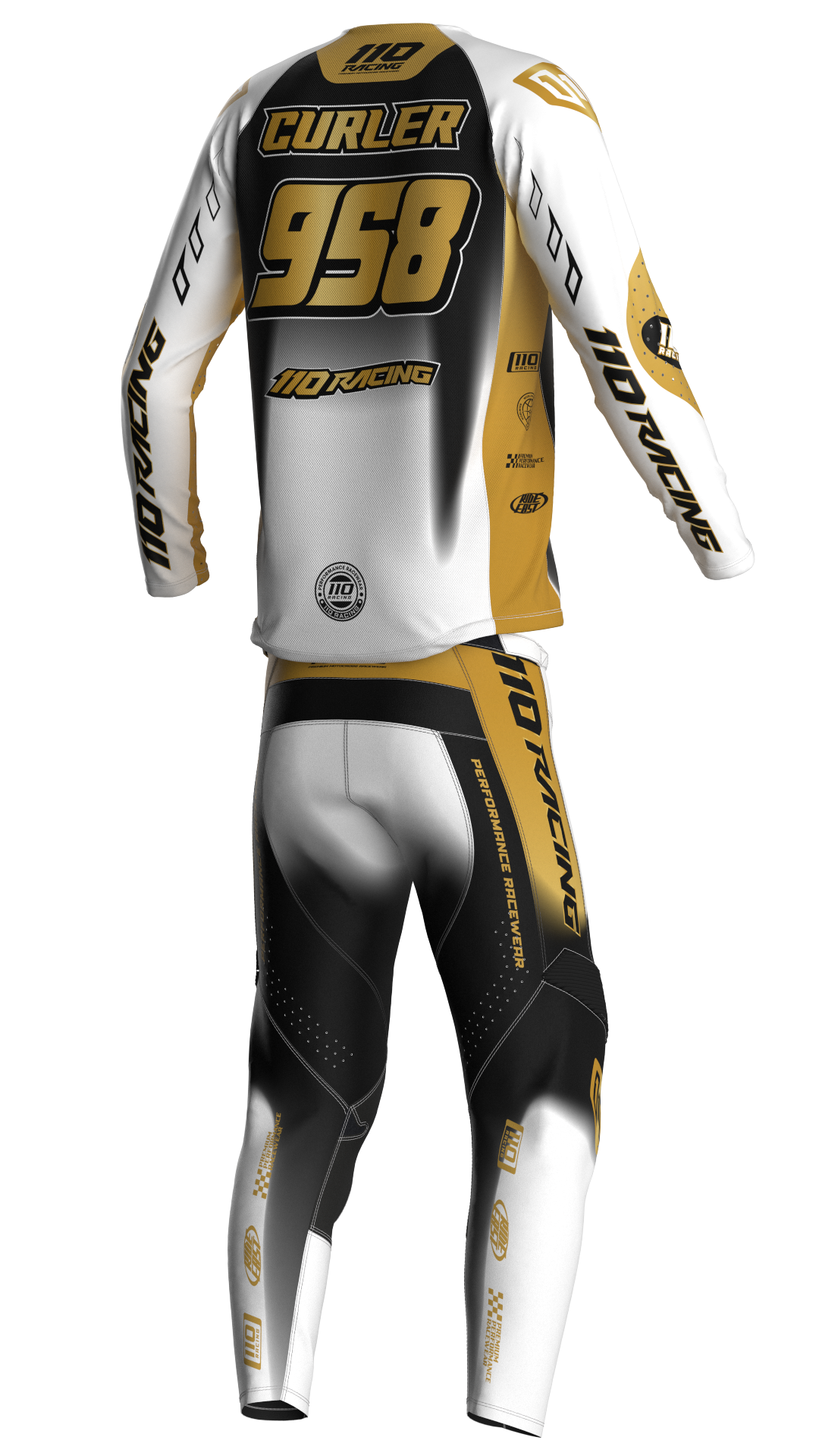 110 RACING // RS24.1 TECHART YOUTH PANT - WHITE/GOLD