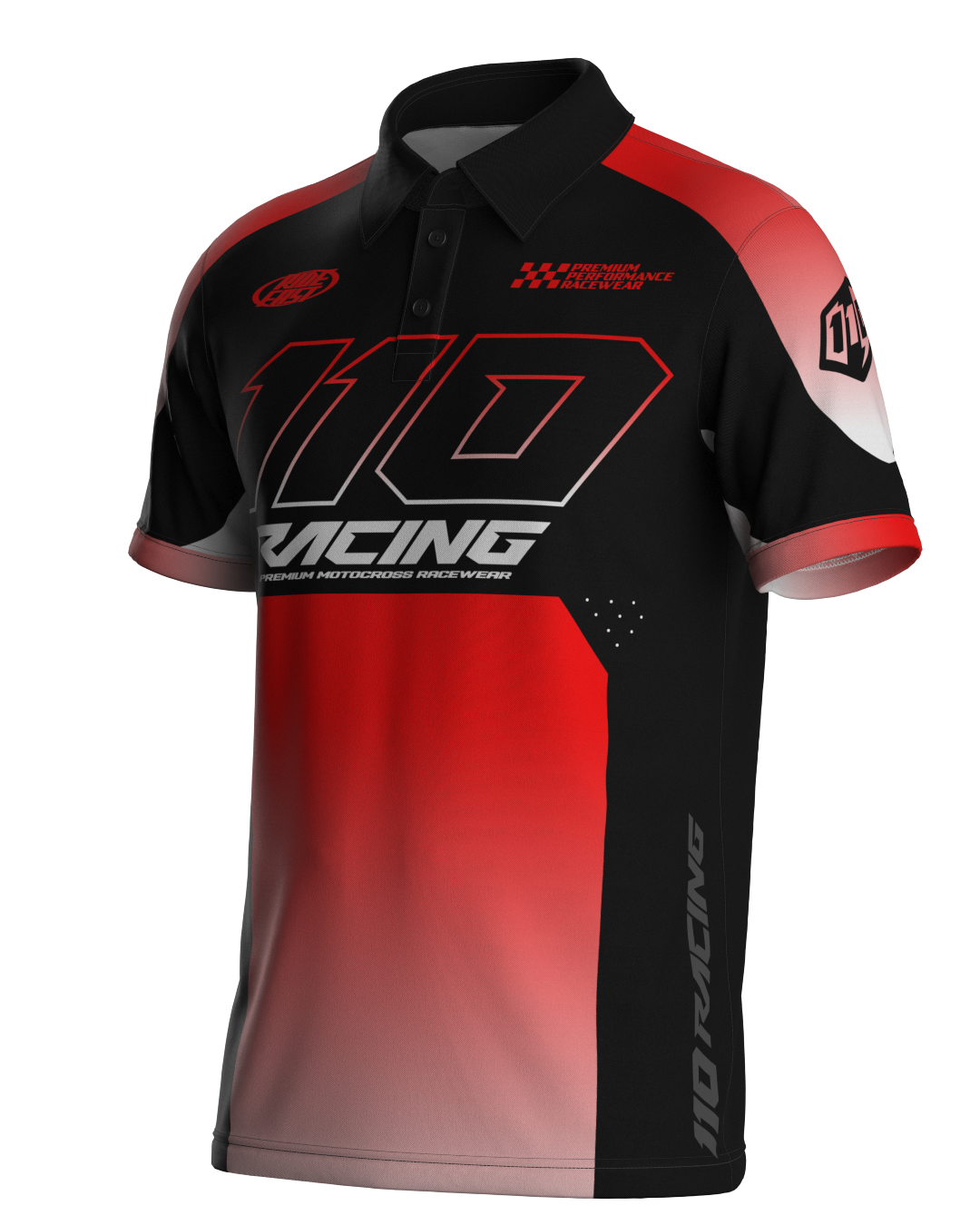 110 RACING // TECHART PIT POLO - BLACK/RED