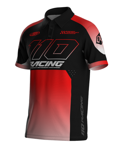 110 RACING // TECHART PIT POLO - BLACK/RED