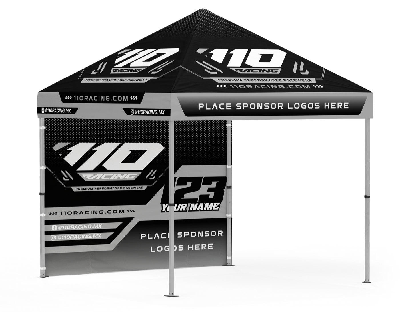 110 RACING PRO TEAM CANOPY RACE PACKAGE (10x10) - BLACK/GREY